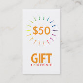 ギフト券のrainbowBurst 割引カード (正面)