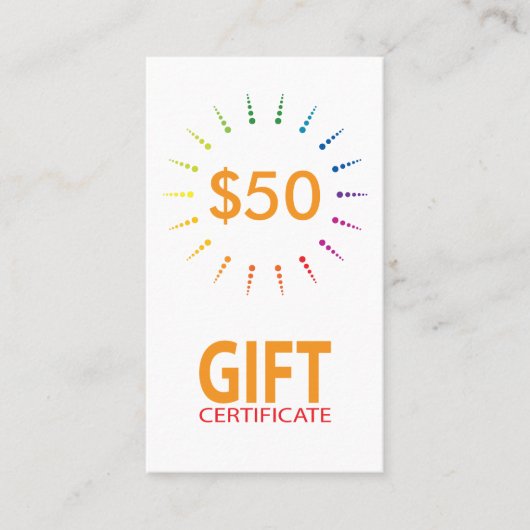 ギフト券のrainbowBurst 割引カード (正面)