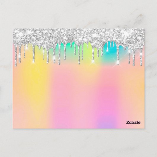 ギフト券まつげティール（緑がかった色）メイクアップホログラフィック ポストカード (裏面)