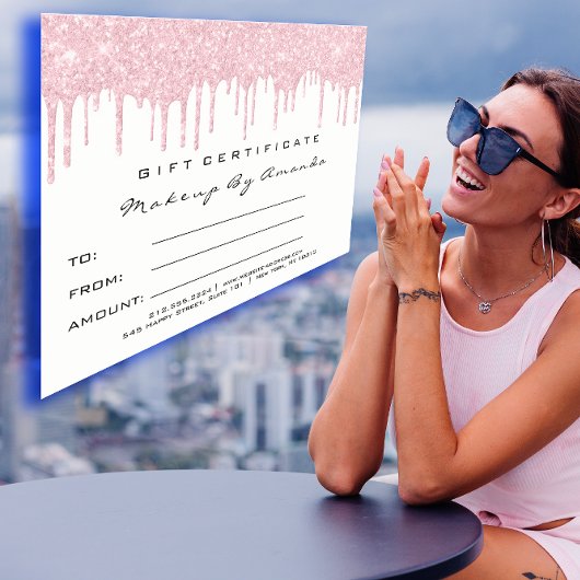 ギフト券まつげ延長メイクアップピンク ポストカード