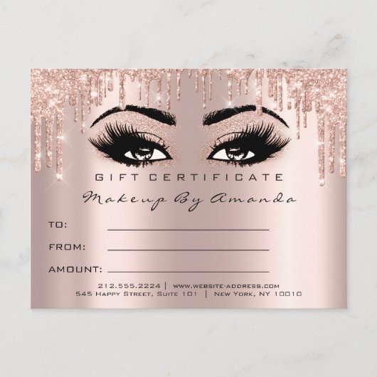 ギフト券まつげ紙吹雪メイクアップアーティスト ポストカード (正面)
