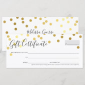 ギフト券エレガントかわいい金ゴールド紙吹雪 (正面/裏面)