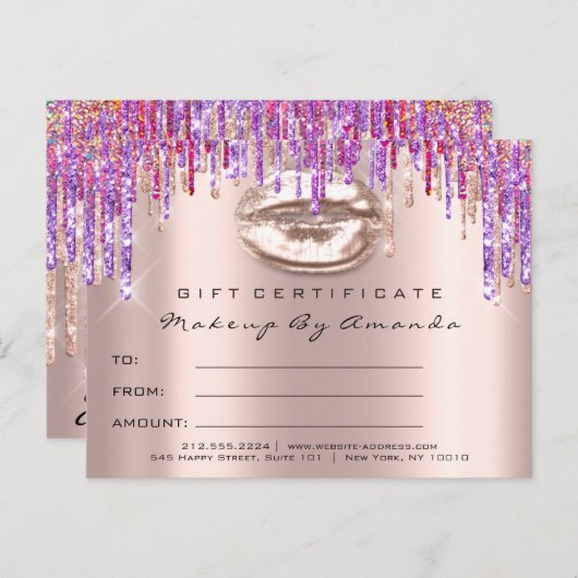 ギフト券キス唇メイクアップレインボユニコーン ポストカード (正面/裏面)