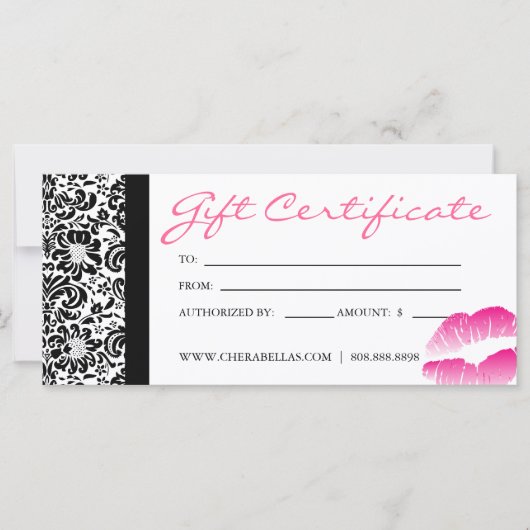 ギフト券サロンスパピンクダマスクフレームリップ (正面)