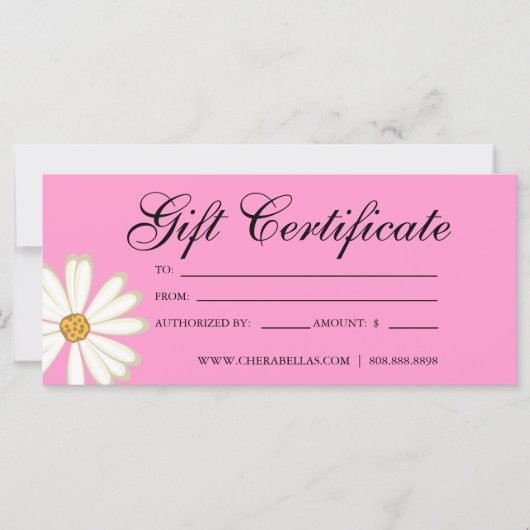 ギフト券サロンデイジーフラワーピンク (正面)