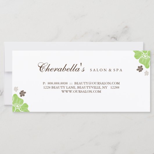 ギフト券サロントロピカルフラワーライムグリーン (裏面)