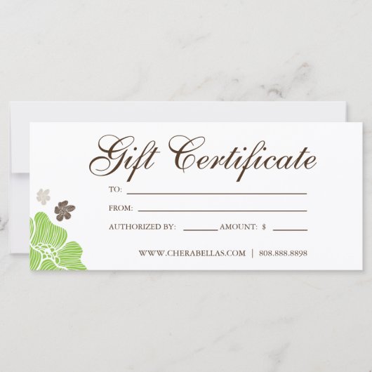 ギフト券サロントロピカルフラワーライムグリーン (正面)