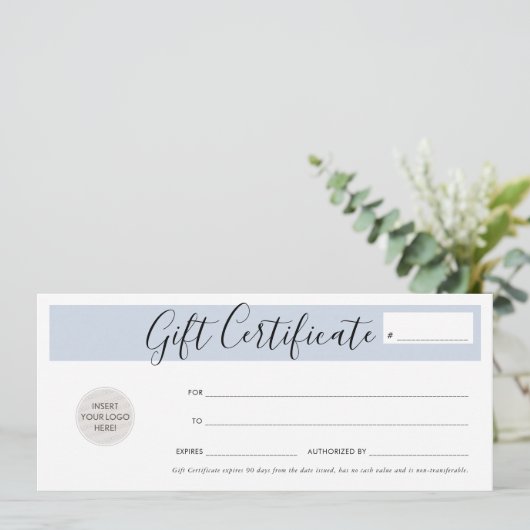 ギフト券シックなビジネス券の青淡い色の色 招待状 (スタンド正面)