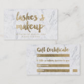 ギフト券シックな金ゴールドまつメイクアップ大理石 割引カード (正面/裏面)