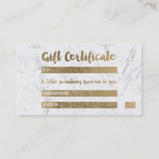 ギフト券シックな金ゴールドまつメイクアップ大理石 割引カード (裏面)