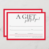 ギフト券シックエレガントビジネスはっきりしたレッド 招待状 (正面/裏面)