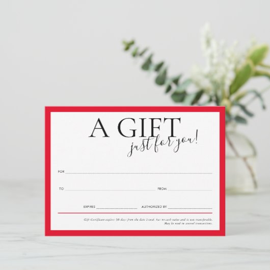 ギフト券シックエレガントビジネスはっきりしたレッド 招待状 (スタンド正面)