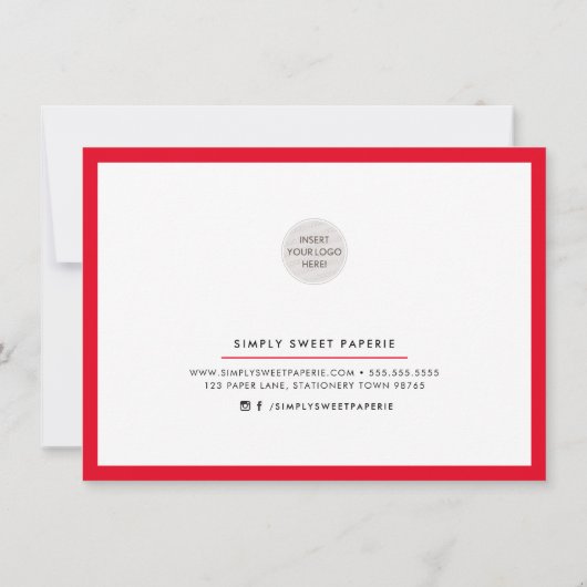 ギフト券シックエレガントビジネスはっきりしたレッド 招待状 (裏面)