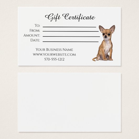 ギフト券チワワ犬 (正面&裏面)