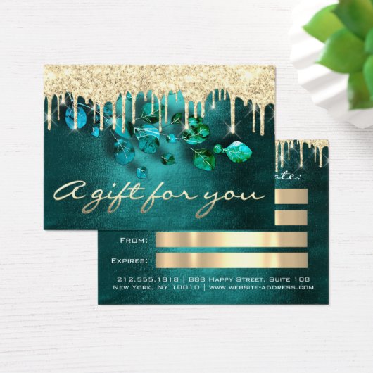 ギフト券ティール（緑がかった色）ドリップスアイカズメイクアップヘア (デスク)