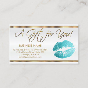 ギフト券ティール（緑がかった色）口紅ビジネス-サテン 割引カード