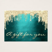 ギフト券ティール(緑がかった色)金ゴールドドリップまつ毛メイクアップヘア (正面)