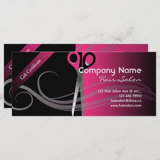 ギフト券トレンディーブラック&ピンクデザイン (正面/裏面)