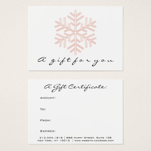 ギフト券バラピンクメイクアップホリデースノー (正面&裏面)
