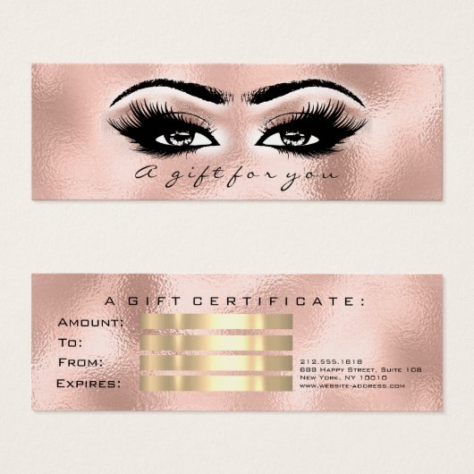ギフト券バラ金ゴールドまぶしメイクアップ赤面 (正面&裏面)