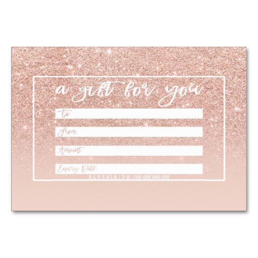 ギフト券バラ金ゴールドタイポグラフィバラ金ゴールドロゴ テーブルナンバー (裏面)