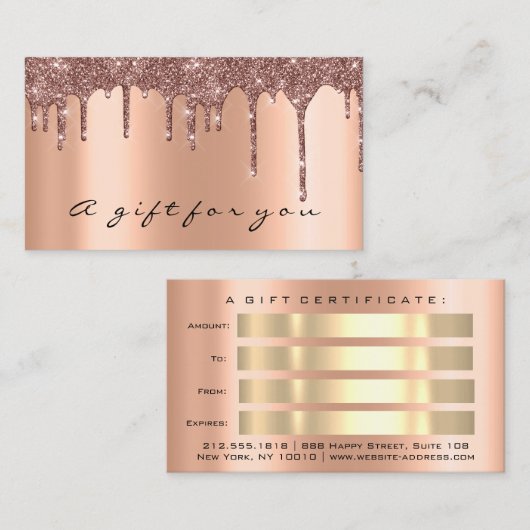 ギフト券バラ金ゴールドメタリックドライエレガントプ 名刺 (正面/裏面)