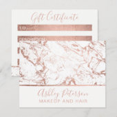 ギフト券バラ金ゴールド大理石白メイクアップ (正面/裏面)