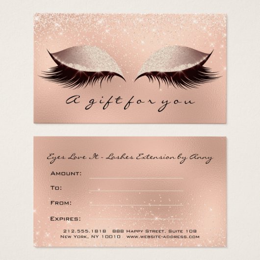 ギフト券バラSparkl Lash Extensionメイクアップ (正面&裏面)