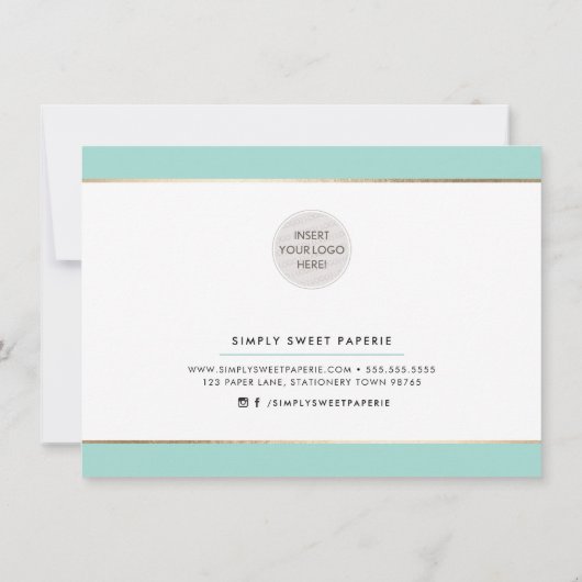 ギフト券ビジネスモダンエレガントミントグリーン 招待状 (裏面)