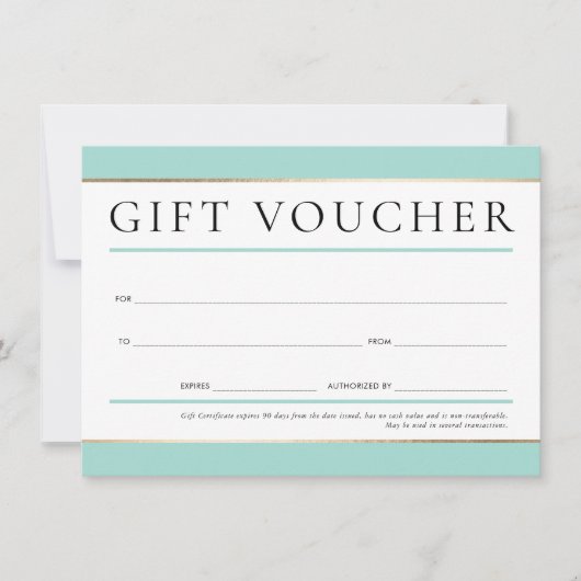 ギフト券ビジネスモダンエレガントミントグリーン 招待状 (正面)