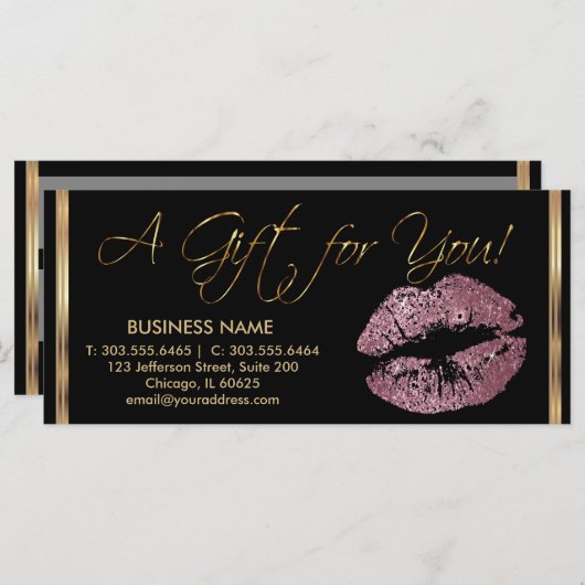 *ギフト券ピンクローズ口紅ビジネス2 (正面/裏面)