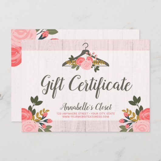 ギフト券フローラバラ衣類掛けクローゼット (正面/裏面)