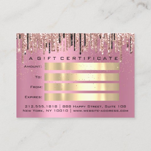 ギフト券ヘアドライザーヘアスタイリストピンク 名刺 (裏面)