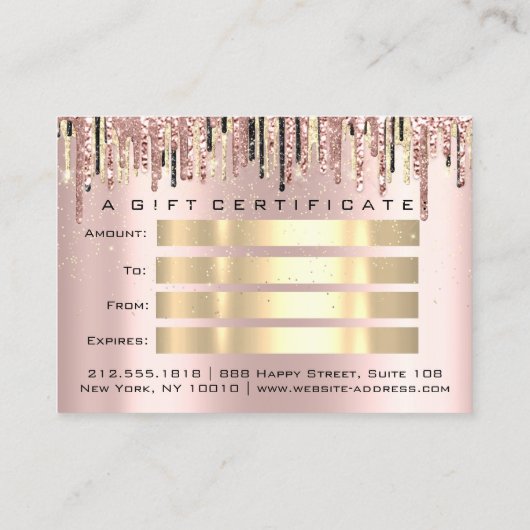 ギフト券ヘアドライザーメイクアップラッシュマイクロブラッド 名刺 (裏面)