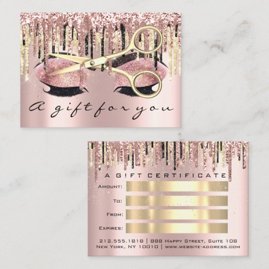 ギフト券ヘアドライザーメイクアップラッシュマイクロブラッド 名刺 (正面/裏面)