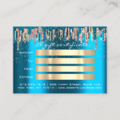 ギフト券ヘアドレッサー化粧まつティール（緑がかった色） 名刺 (裏面)