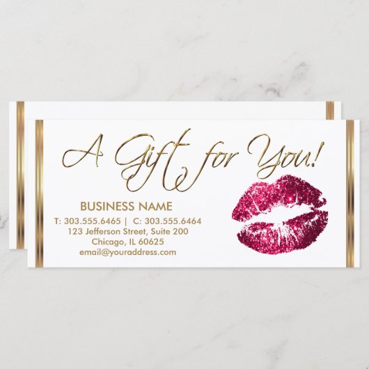 ギフト券ホットピンク口紅ビジネス2 (正面/裏面)
