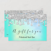 ギフト券ホログラフグリッター駆動爪、 ネイルバー (正面/裏面)