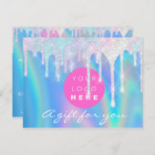 ギフト券ホログラフユニコーンブルーロゴ ポストカード (正面/裏面)
