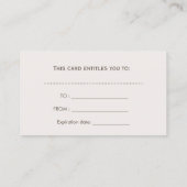 ギフト券マッサージセラピーサロンスパ 割引カード (裏面)