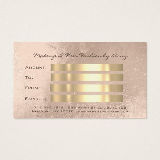 ギフト券マーメイド金ゴールド美容院 (裏面)