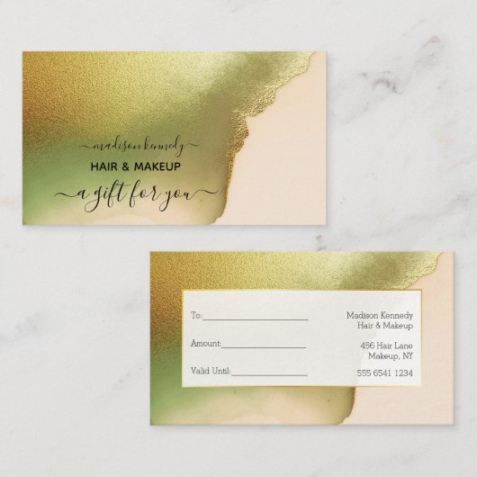 ギフト券メイクアップとヘアチャートレイズ新 ロイヤリティカード (正面/裏面)