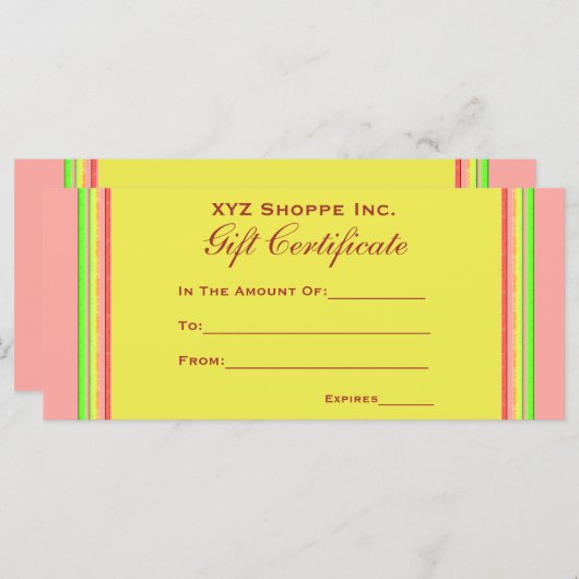 ギフト券レインボーストライプズ (正面/裏面)