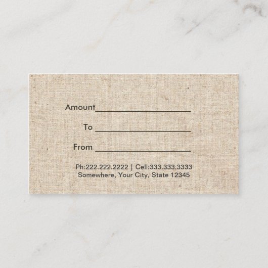 ギフト券ヴィンテージダマスク美容師 割引カード (裏面)