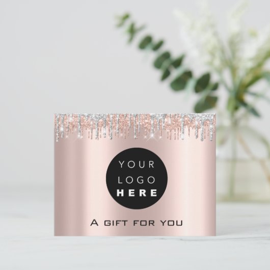 ギフト券休日美しいバラ化粧ロゴ ポストカード (スタンド正面)