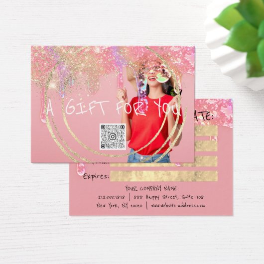 ギフト券爪、 ネイルピンクのメイクアップDrips QR写真 (デスク)