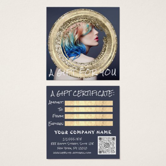 ギフト券爪、 ネイルヘアメイクQRロゴフォト (正面&裏面)