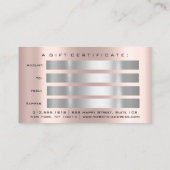 ギフト券爪、 ネイルメイクアップまつげバラヘアドレ 名刺 (裏面)