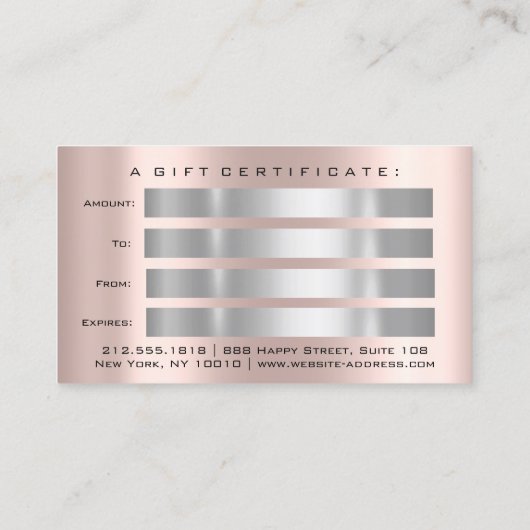 ギフト券爪、 ネイルメイクアップまつげバラヘアドレ 名刺 (裏面)