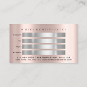 ギフト券爪、 ネイルメイクアップまつ毛バラ滴 名刺 (裏面)